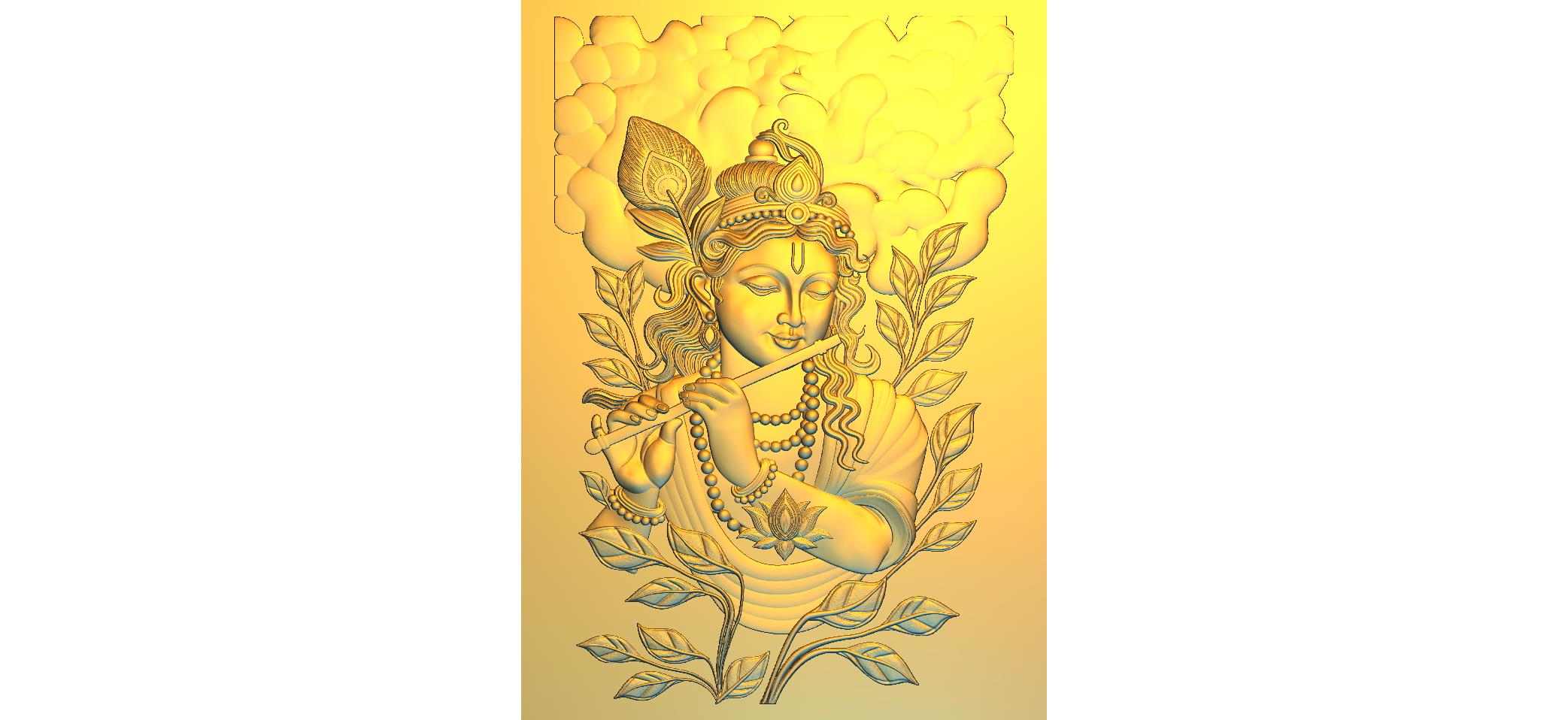Divine Shree Krishna CNC Designer RLF File | Premium 3D Relief Carving