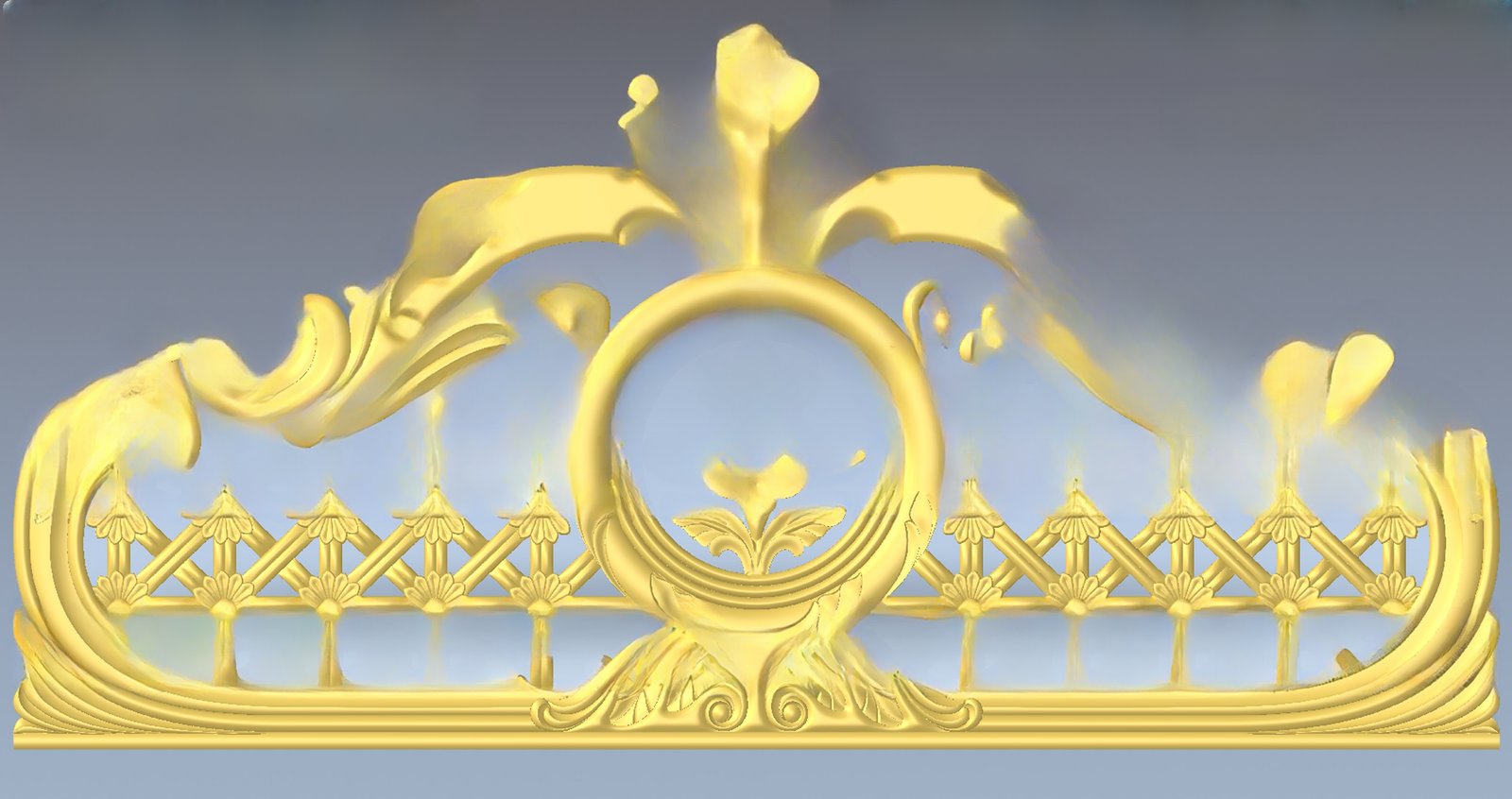 JS Bed - 60 Elegant Baroque Style Ornamental Bed Headboard 3D Model