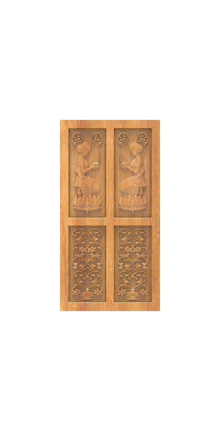 DOUBLE DOOR - 88 Traditional Indian Goddess Relief Carved Panel