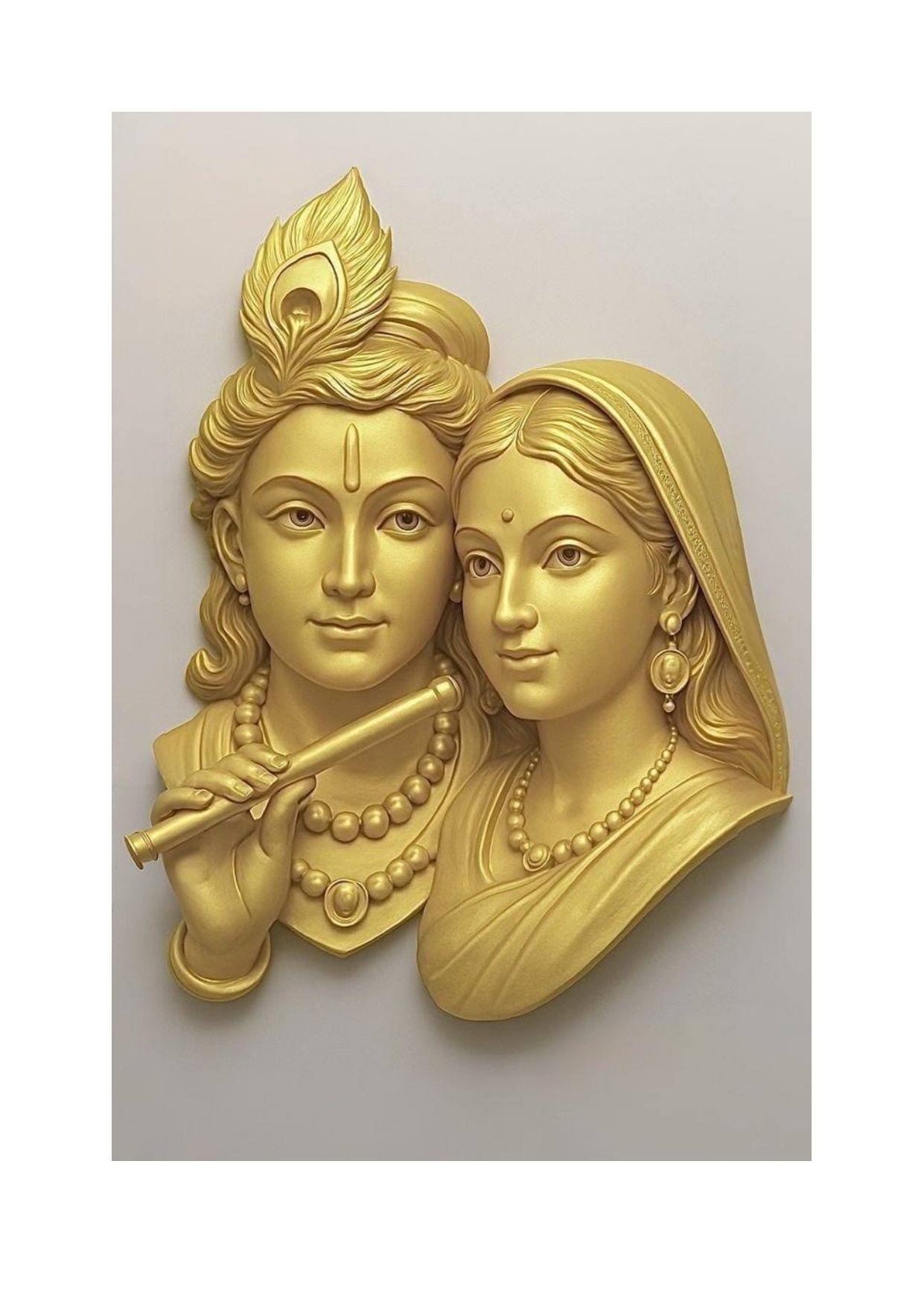 God - 7 Radha Krishna Divine 3D Relief Carving Design