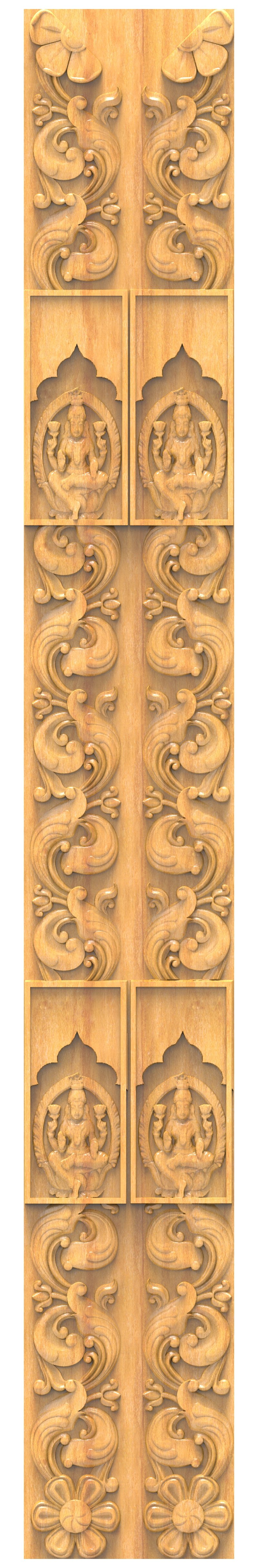 JK TEN BORDER - JKB-34 Goddess Lakshmi Divine Temple Door 3D Relief Carving Model