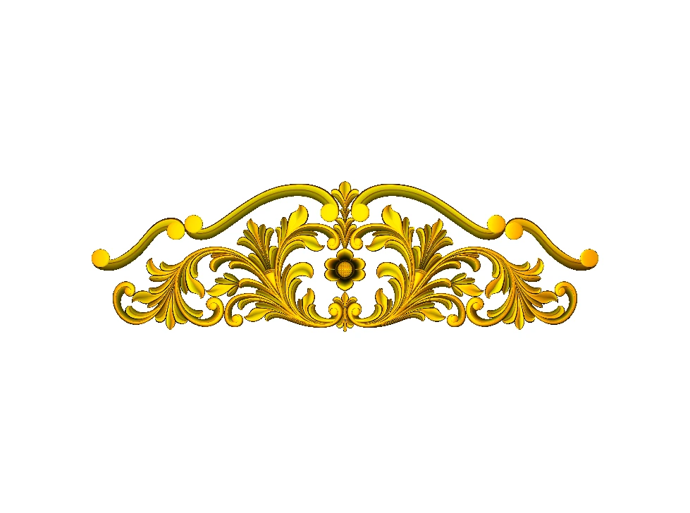 CD - 64 Elegant Baroque Floral Pediment Carving 3D Model