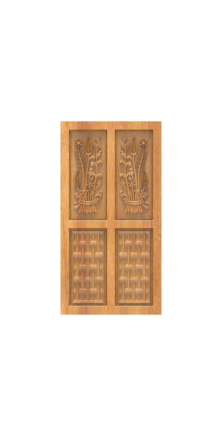 DOUBLE DOOR - 116 Elegant Floral Basket Relief Carving Design