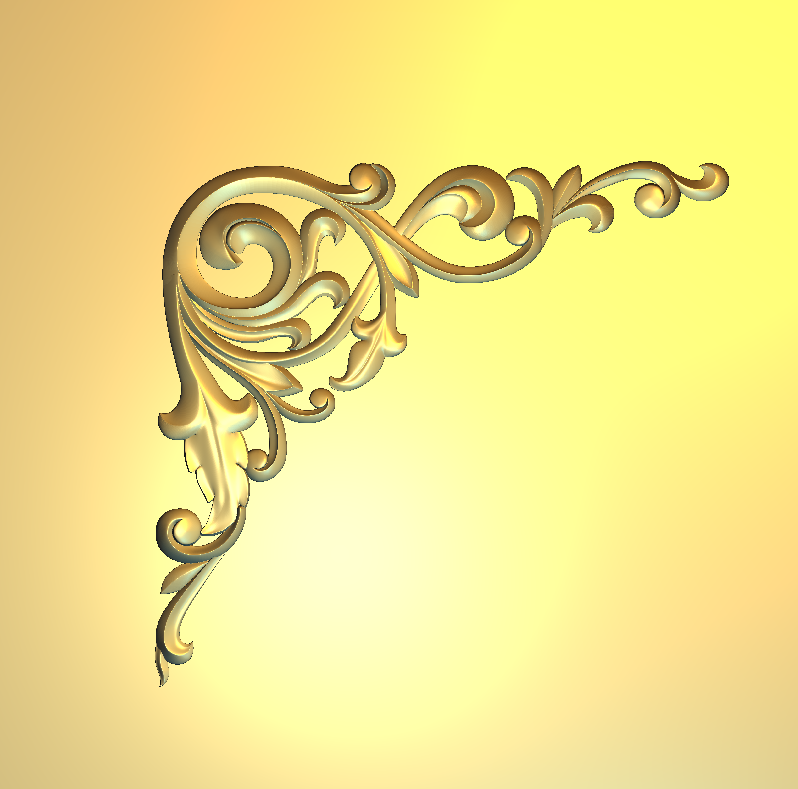 Corner Design - 56-CORNER Elegant Baroque Floral Ornament 3D Relief Model