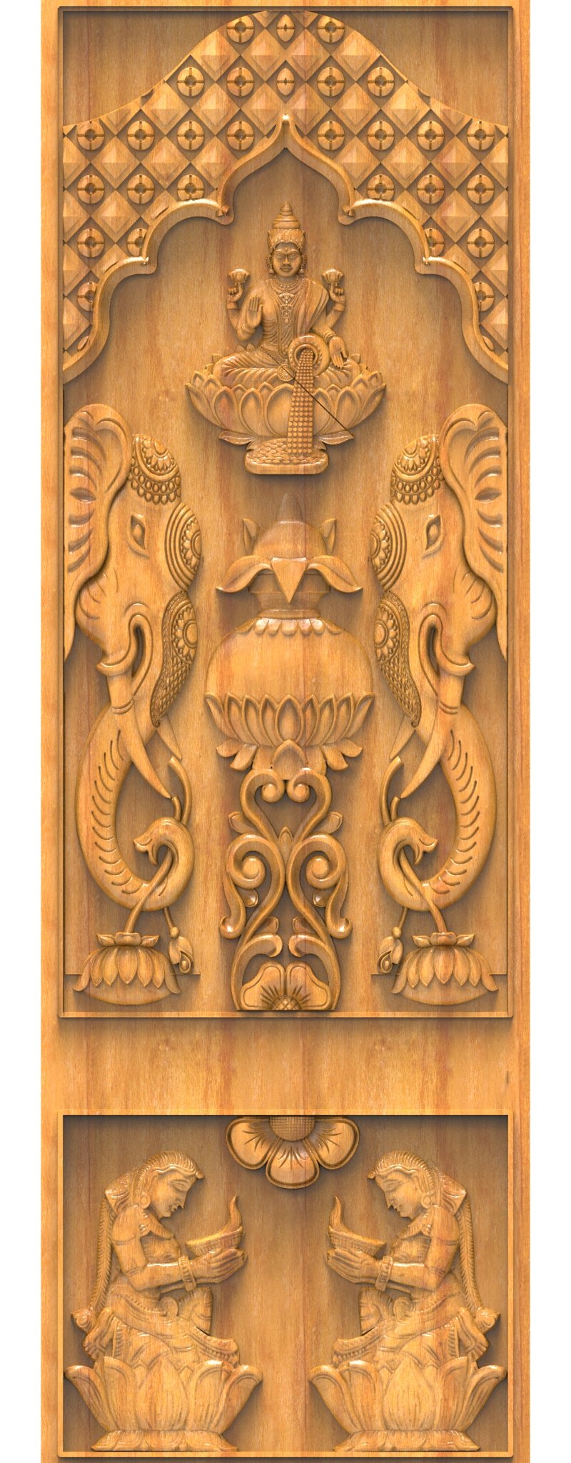 JK DOOR BEST COLLECTION - 15 Traditional Goddess Lakshmi and Elephant Divine Carved Door 3D Model