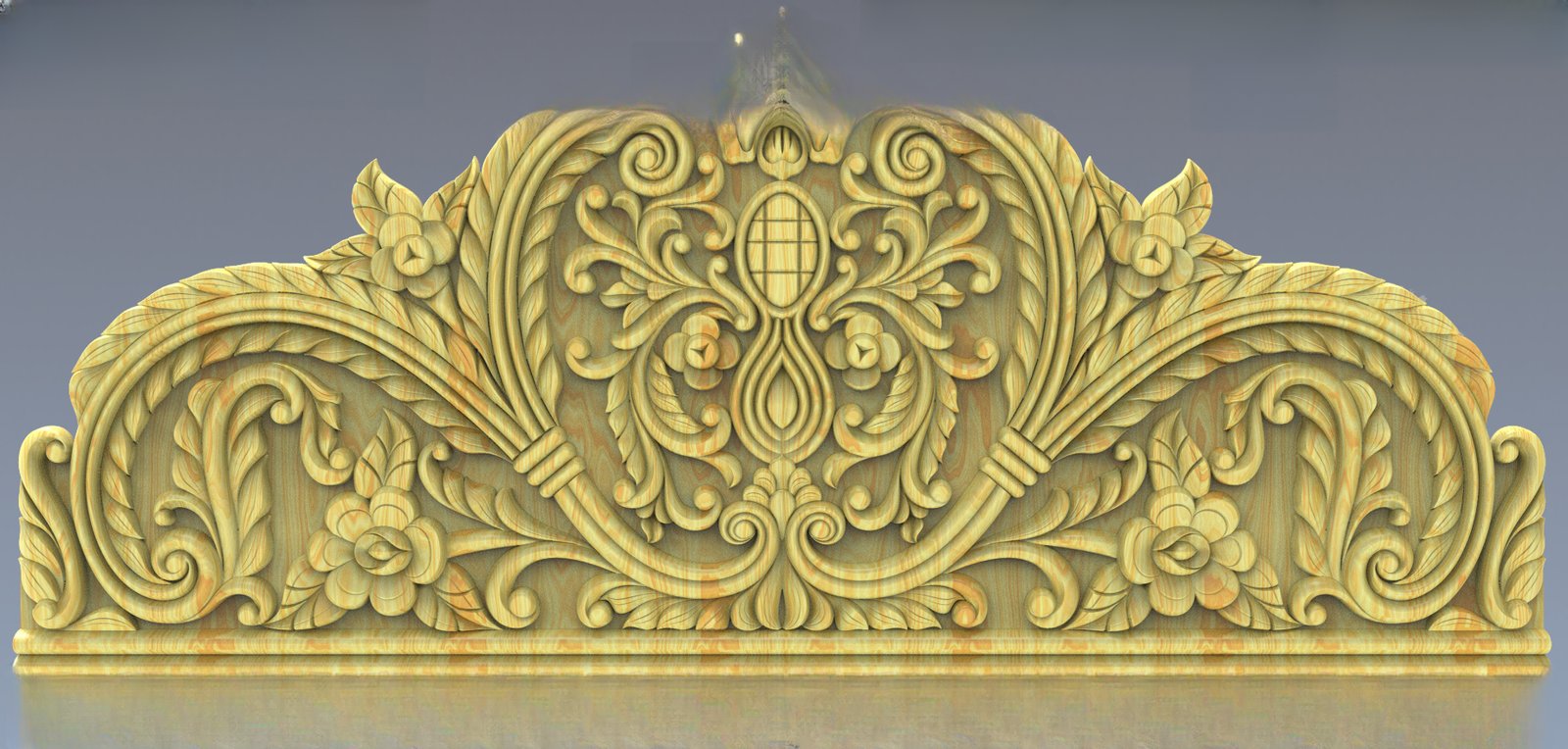 JS Bed - 94 Ornamental Headboard Floral Scrollwork 3D Relief Model