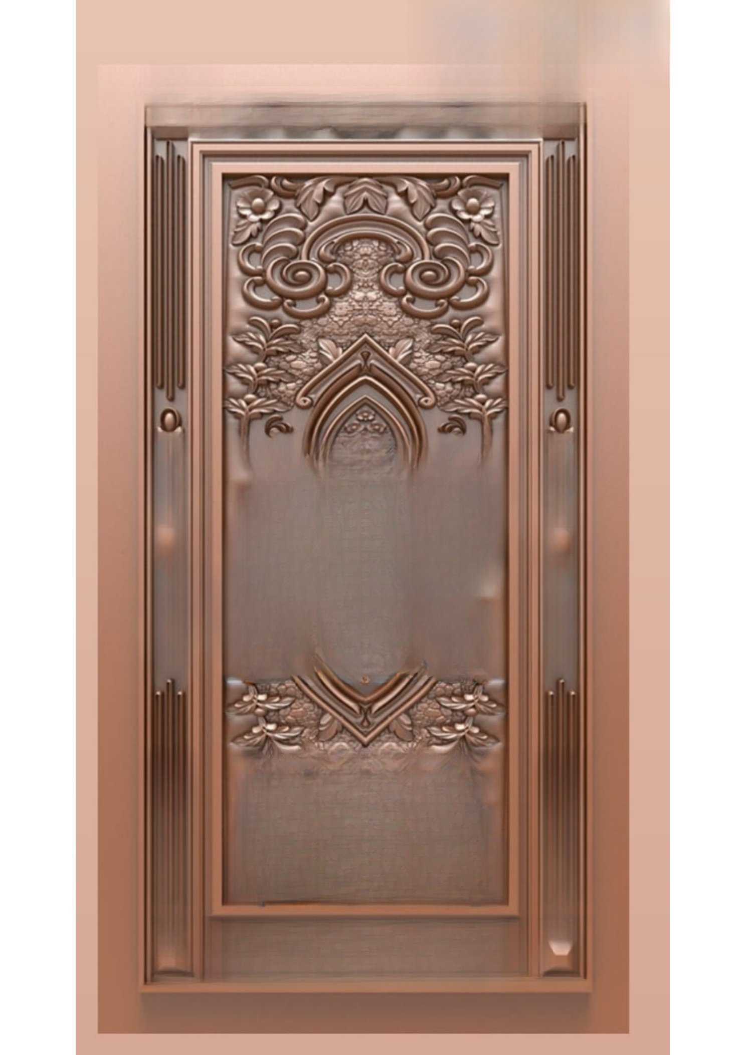 Doors - B-12 Ornate Classic Floral Arch Relief Carving 3D Model