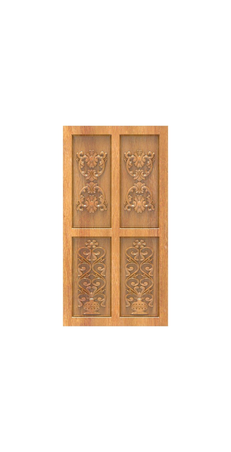 DOUBLE DOOR - 109 Traditional Floral Urn Relief Carving Design