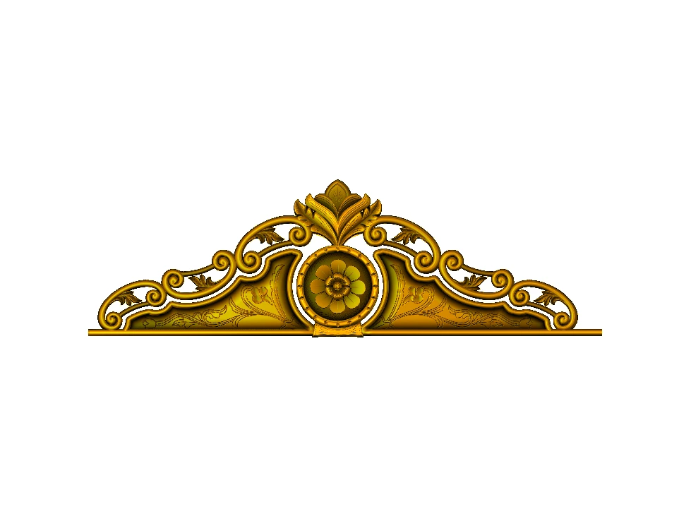 CD - 38 Floral Pediment Architectural Ornament 3D Relief Model