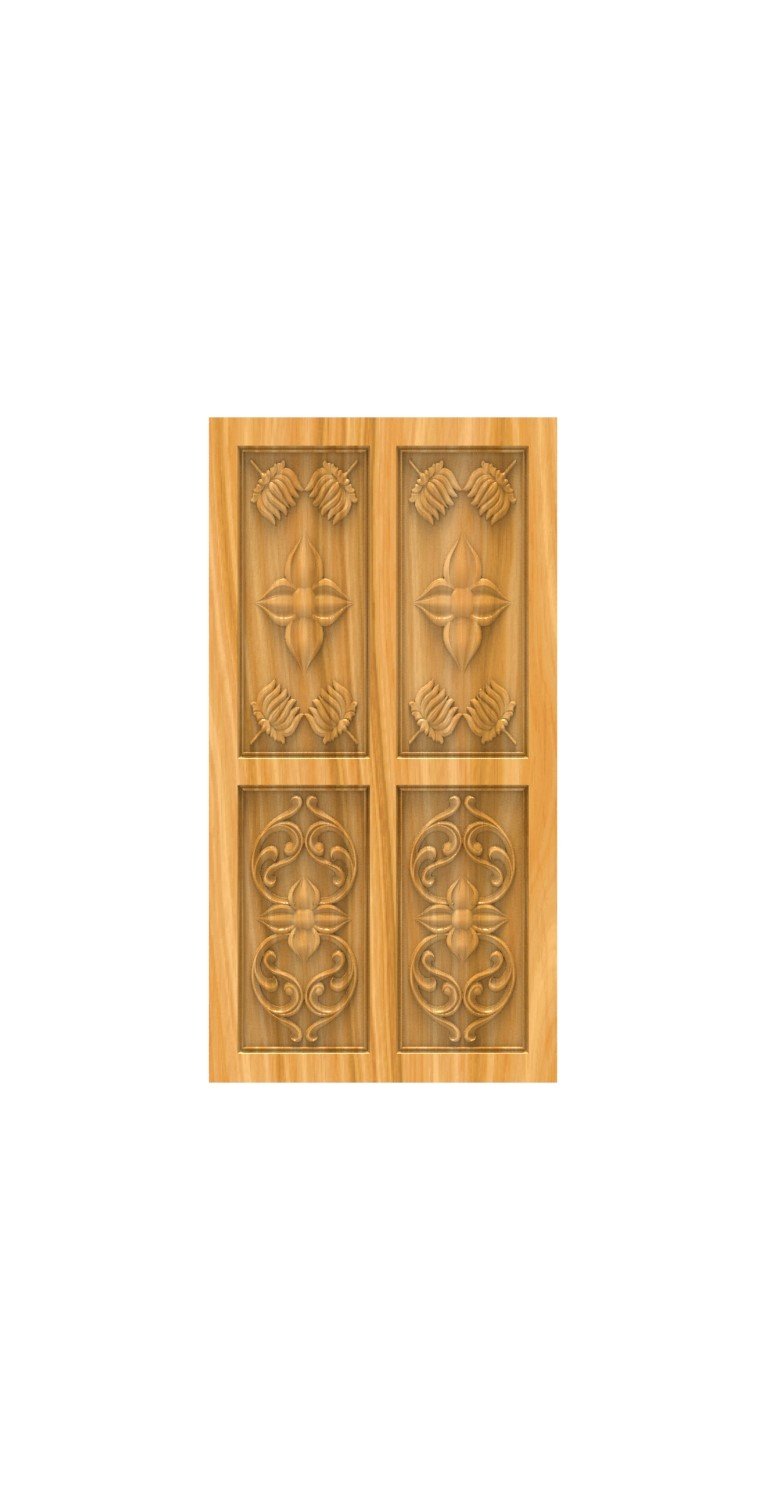 DOUBLE DOOR - 79 Traditional Floral and Scrollwork Carved Wood Door 3D Model