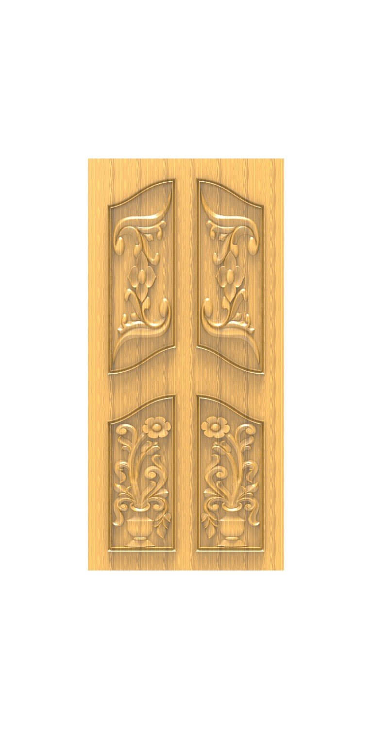 DOUBLE DOOR - 22 Floral Urn and Scrollwork Carved Wood Design
