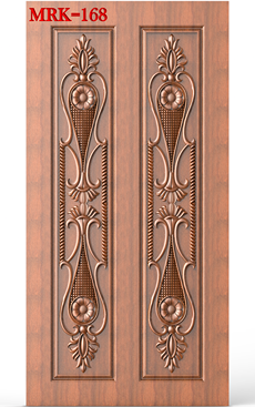 NP Door - 168 Elegant Floral Motif Vertical Carved Wooden Door 3D Relief Model