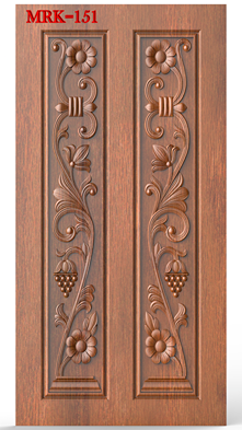 NP Door - 151 Floral Vine Carving Traditional Wooden Door 3D Model