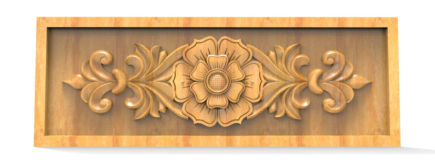 JK DD - 24 Floral Ornate Wood Carving Panel 3D Model