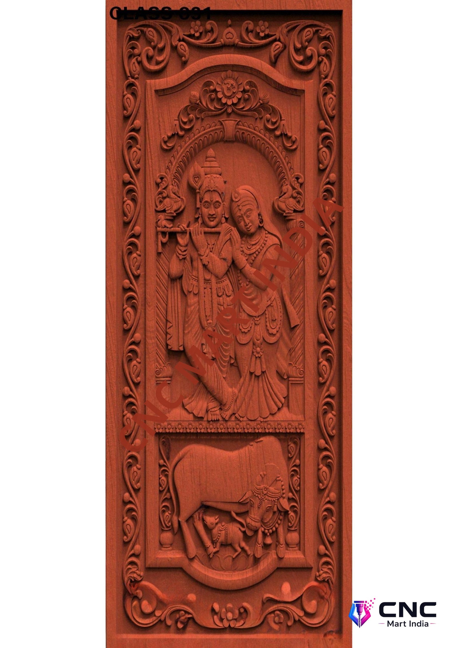 dorr854 - MODEL-31 Radha Krishna Divine Carved Temple Door 3D Model