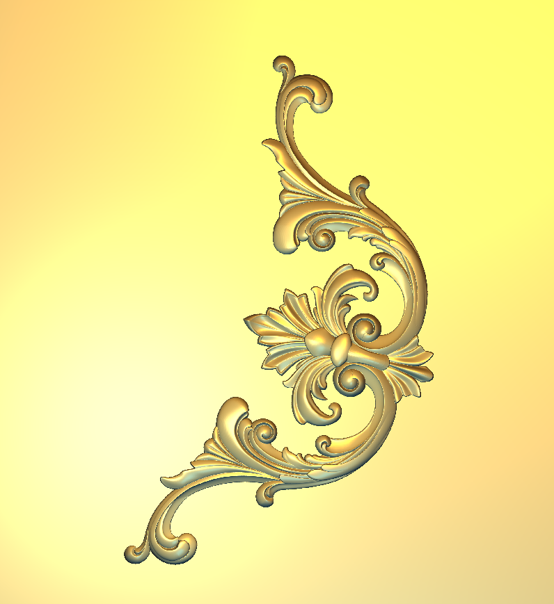 Corner Design - 93-CORNER Elegant Baroque Floral Ornament 3D Relief Model
