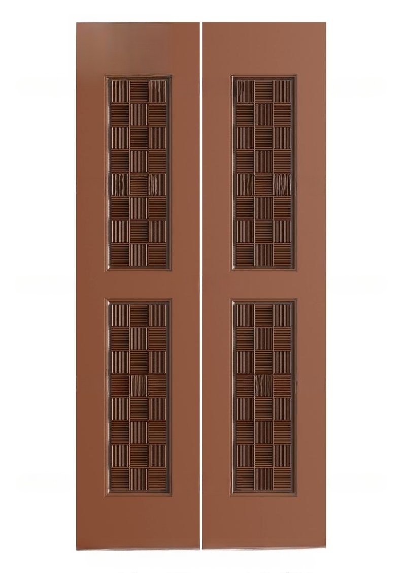 TRENDY DOORS - 72 Geometric Woven Lattice Pattern Double Door 3D Model