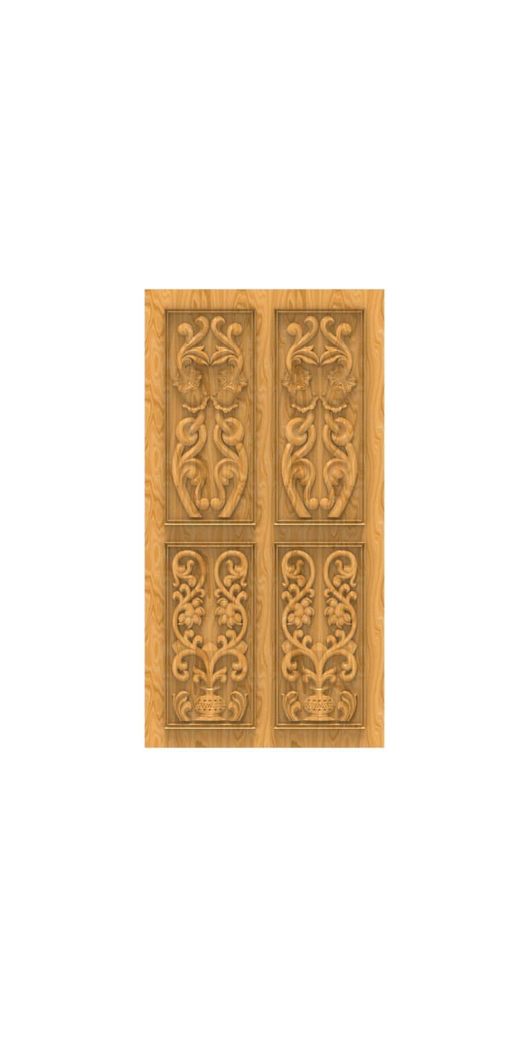 DOUBLE DOOR - 59 Traditional Floral Motif Intricate Wood Carving Design