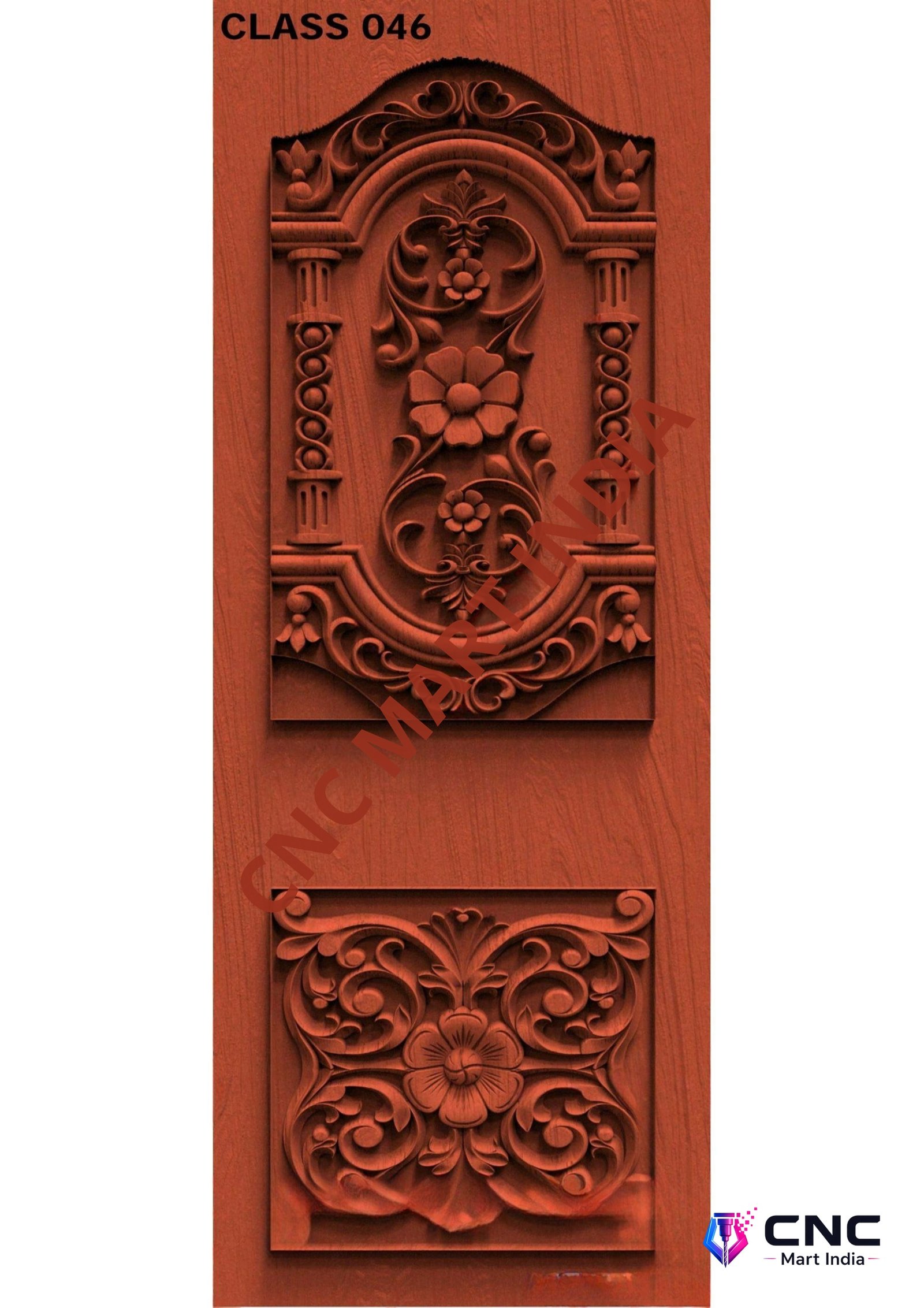 dorr854 - MODEL-46 Elegant Floral Archway and Square Panel Door 3D Model
