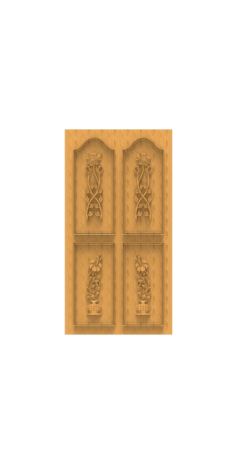 DOUBLE DOOR - 14 Floral Elegance Botanical Relief Carved Panel