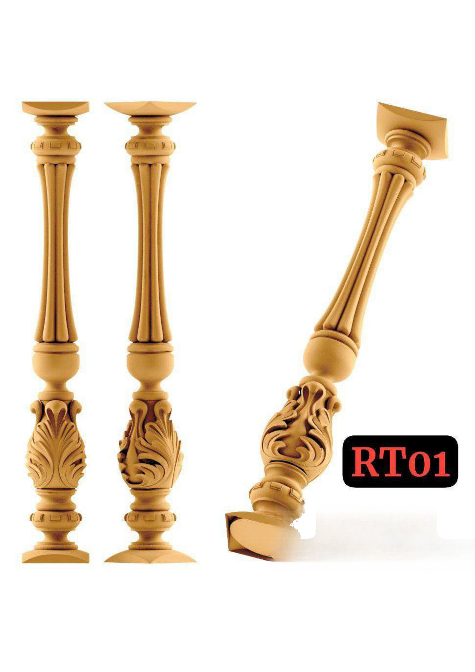 Pilaar - RT-01 Classic Decorative Column 3D Relief Carving Model