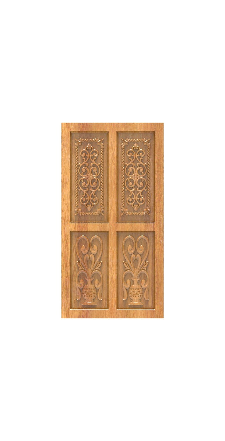 DOUBLE DOOR - 118 Elegant Classic Floral Urn Relief Carving Design
