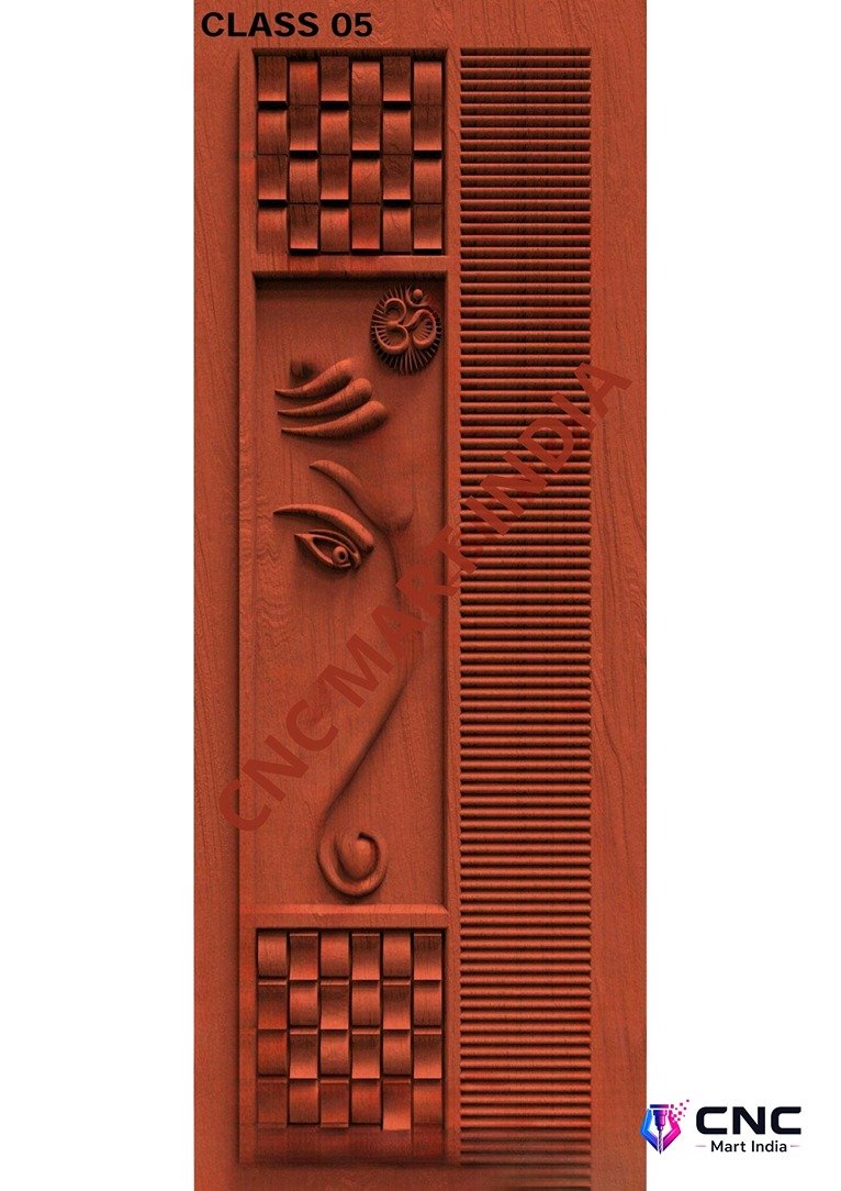 dorr854 - MODEL-05 Lord Ganesha Divine Carved Wooden Door 3D Relief Design