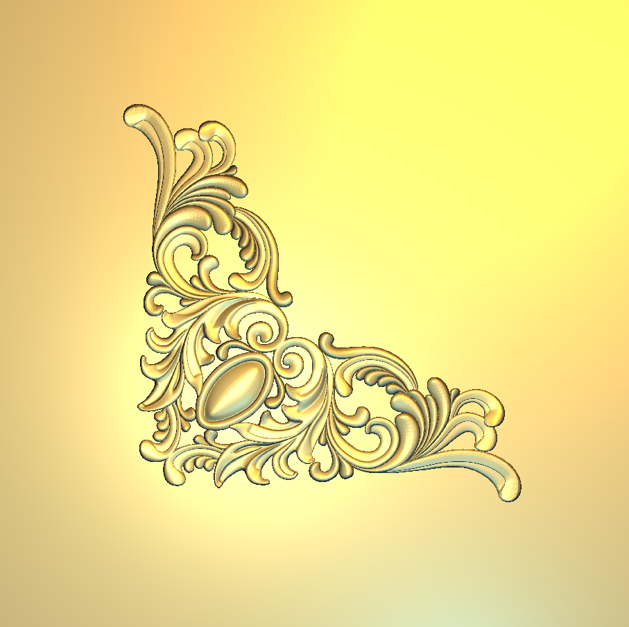 Corner Design - 84-CORNER Elegant Baroque Floral Ornament 3D Relief Model
