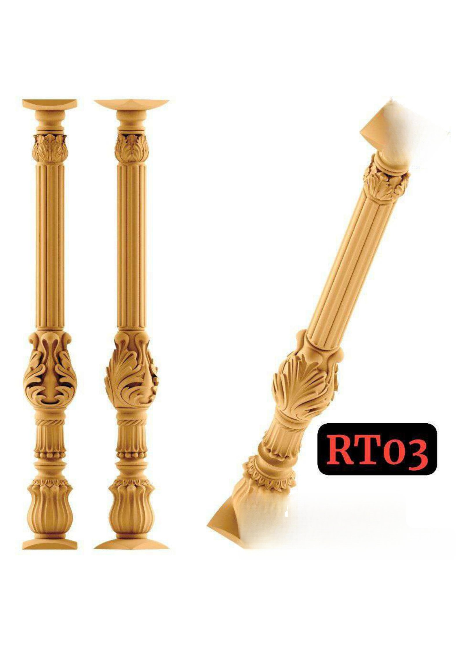 Pilaar - RT-03 Classic Ornate Column 3D Relief Model
