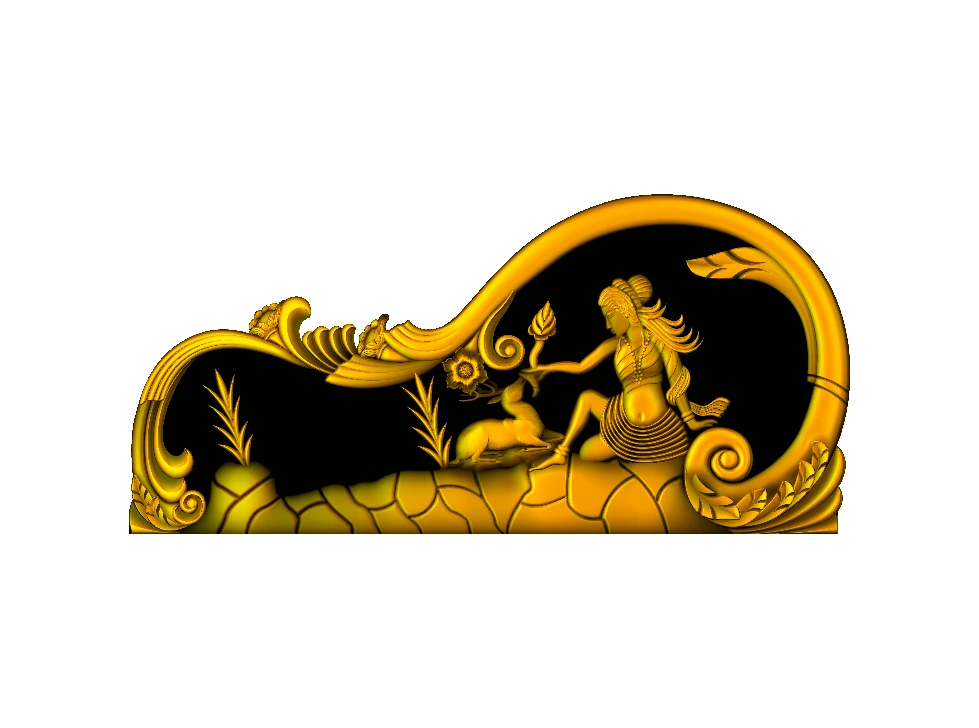 CD - 37 Traditional Indian Mythology Forest Scene 3D Relief Carving