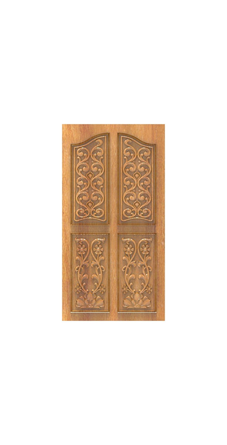 DOUBLE DOOR - 155 Traditional Floral Scrollwork Carved Wood Design