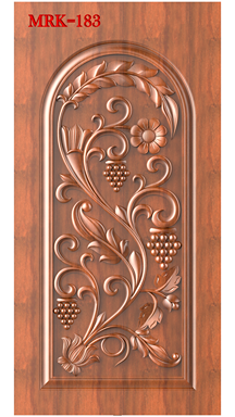 NP Door - 183 Floral Vine and Grape Cluster Carved Wood Door 3D Model