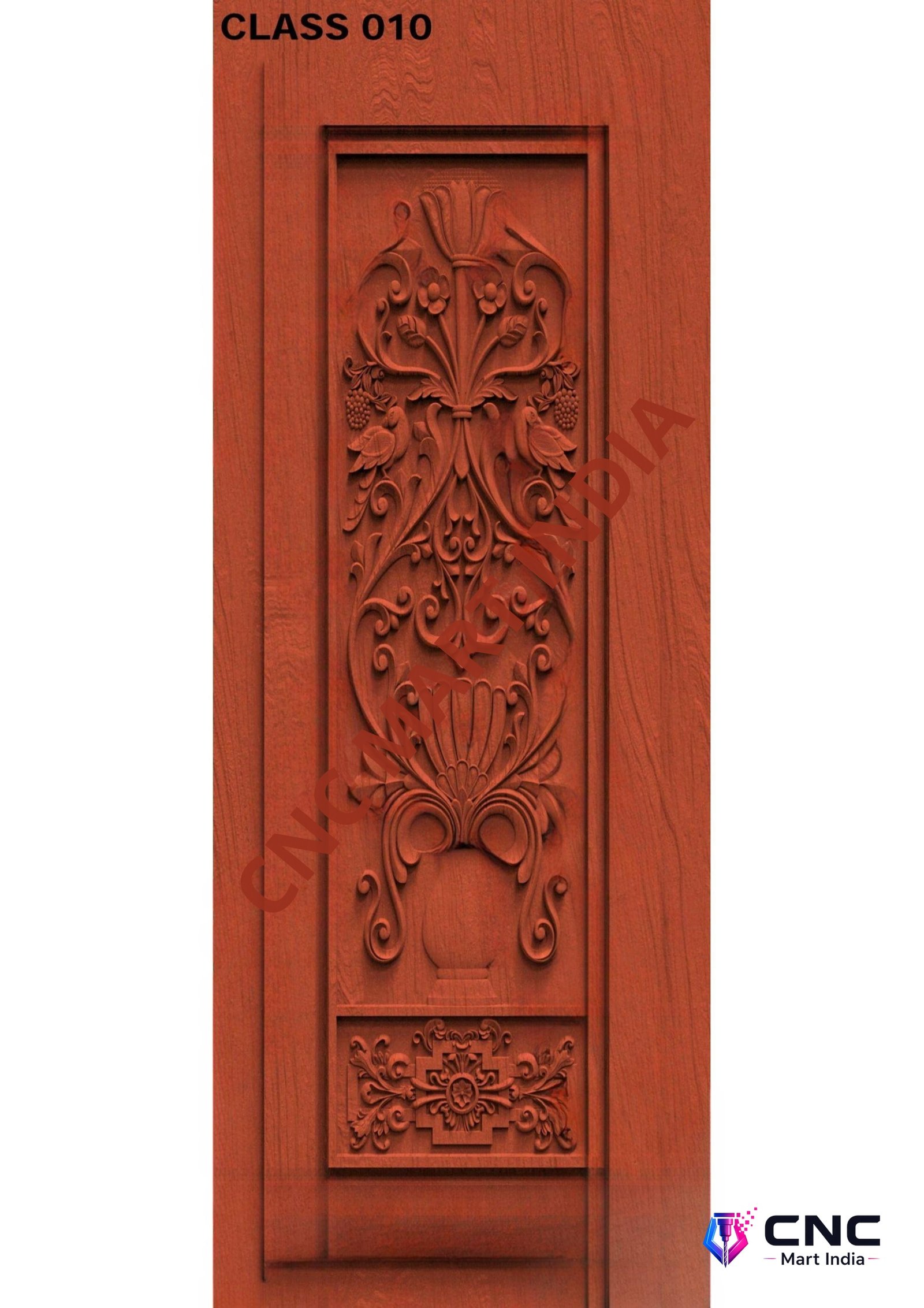 dorr854 - MODEL-10 Classic Floral Urn Relief Carved Wooden Door 3D Model