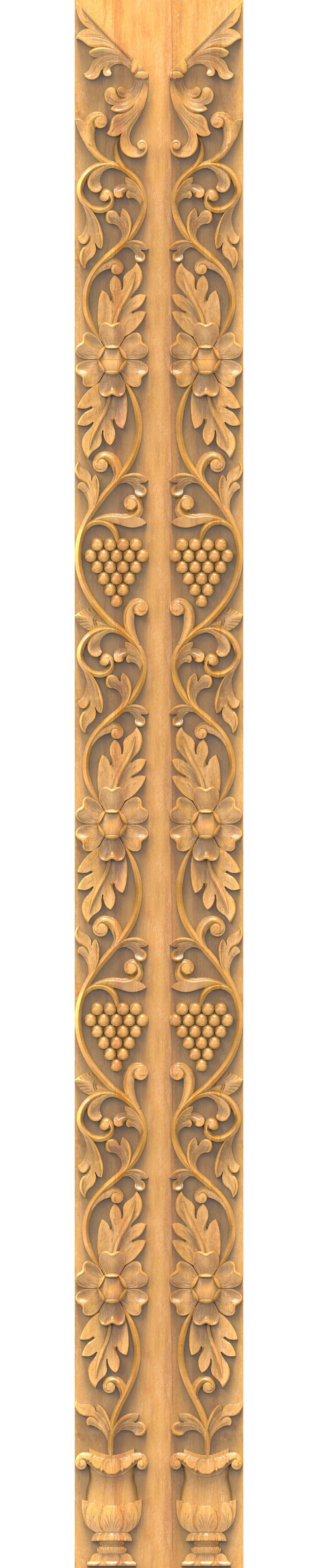 JK DEE BORDER - JKB-19 Elegant Floral and Grapevine Vertical Carving Relief