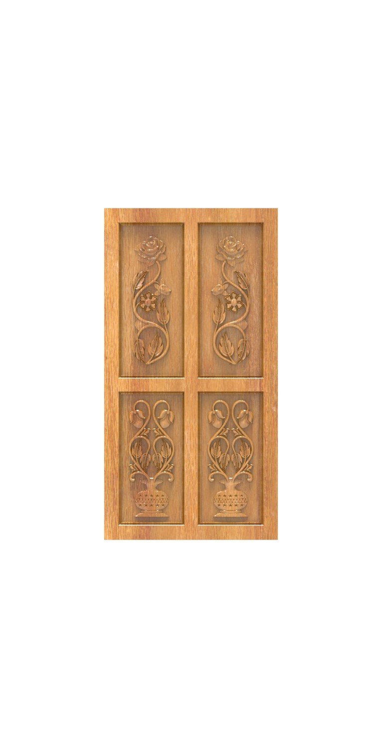 DOUBLE DOOR - 148 Floral Elegance 3D Relief Carving Design