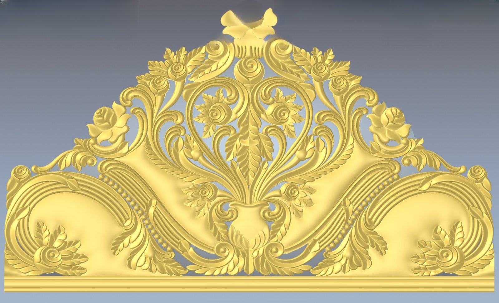 JS Bed - 78 Elegant Floral Motif Headboard 3D Relief Carving Model