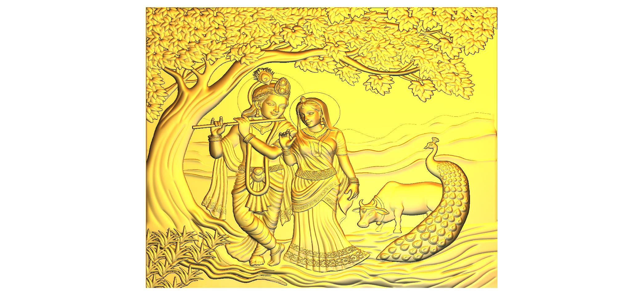 Radha Krishna CNC Designer RLF File | 3D CNC Carving Design