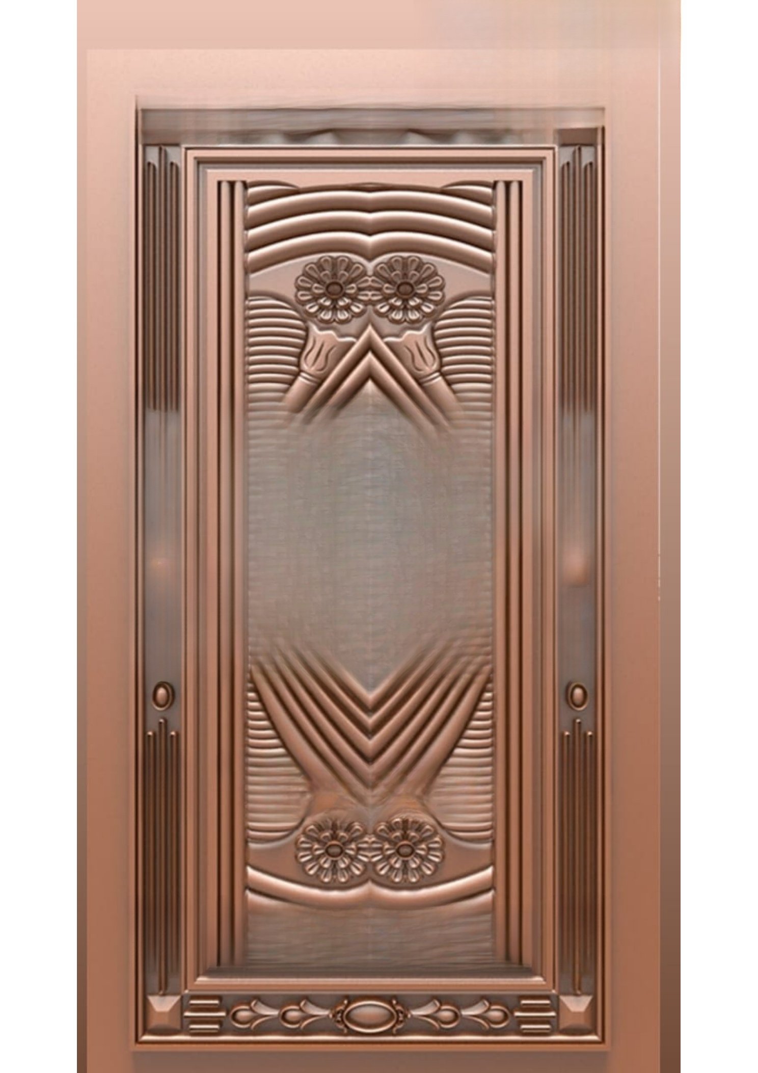 Doors - B-08 Decorative Geometric Relief Carved Entrance Door 3D Model