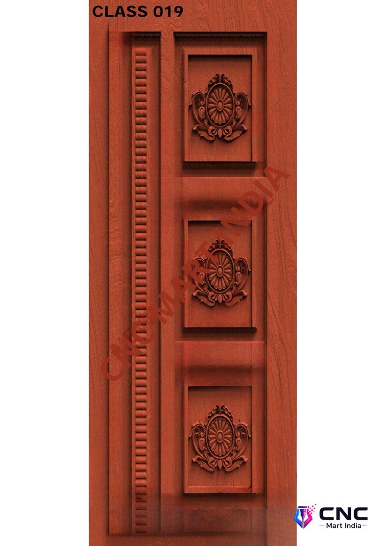 dorr854 - MODEL-19 Traditional Floral Motif Carved Wooden Door 3D Model