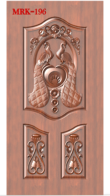 NP Door - 196 Elegant Peacock Motif Architectural Carved Door 3D Model