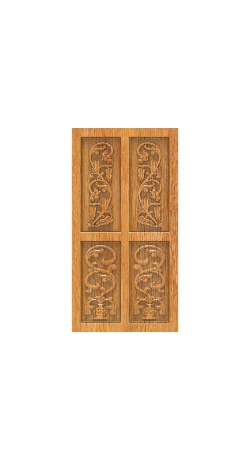 DOUBLE DOOR - 158 Floral Ornament Classical Relief Wood Carving Design