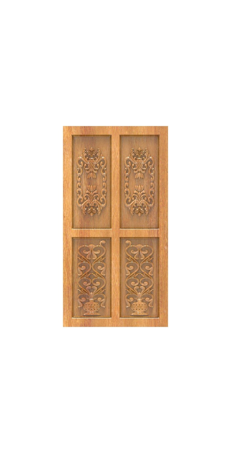 DOUBLE DOOR - 104 Classic Floral Urn Relief Carving Design