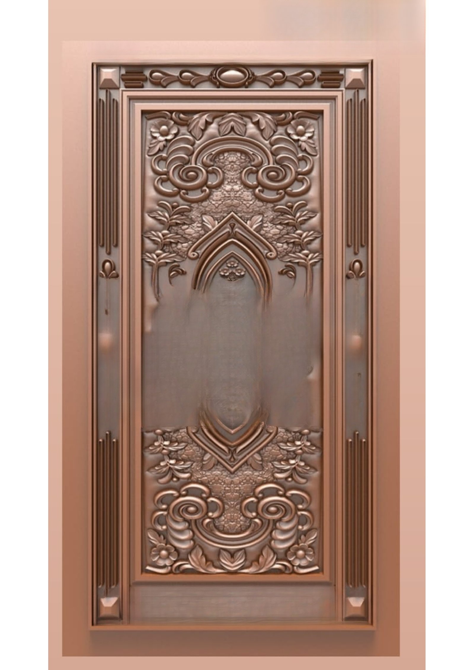 Doors B - B-37 Classic Floral Relief Carved Entryway 3D Model