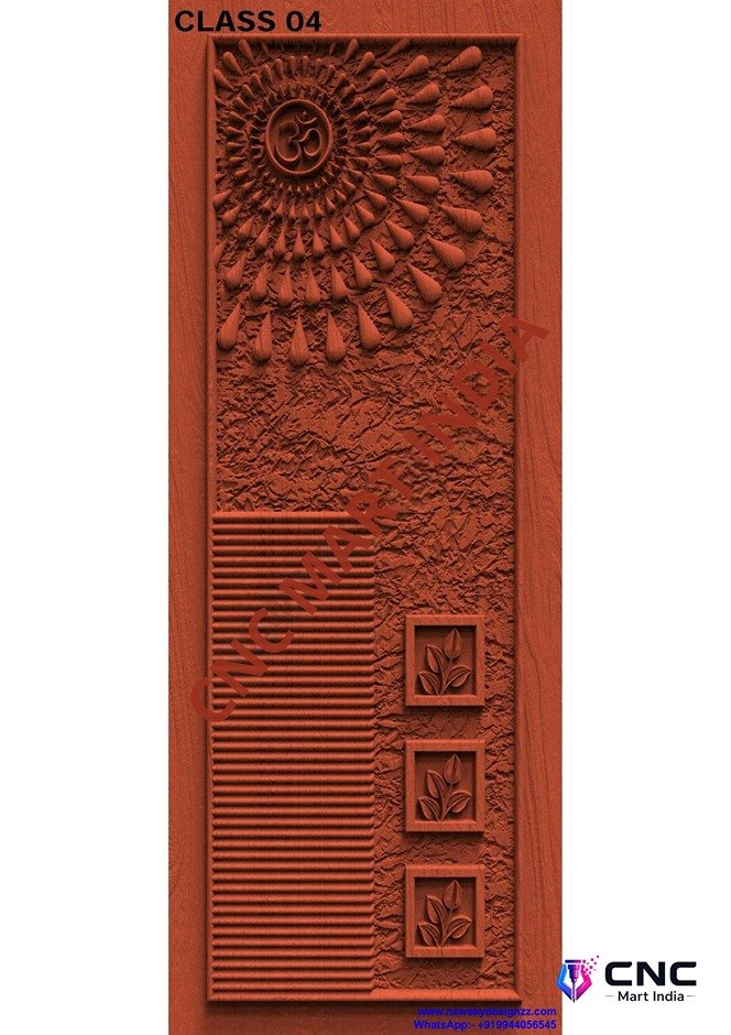dorr854 - MODEL-04 Om Spiritual Motif Carved Wooden Door 3D Model