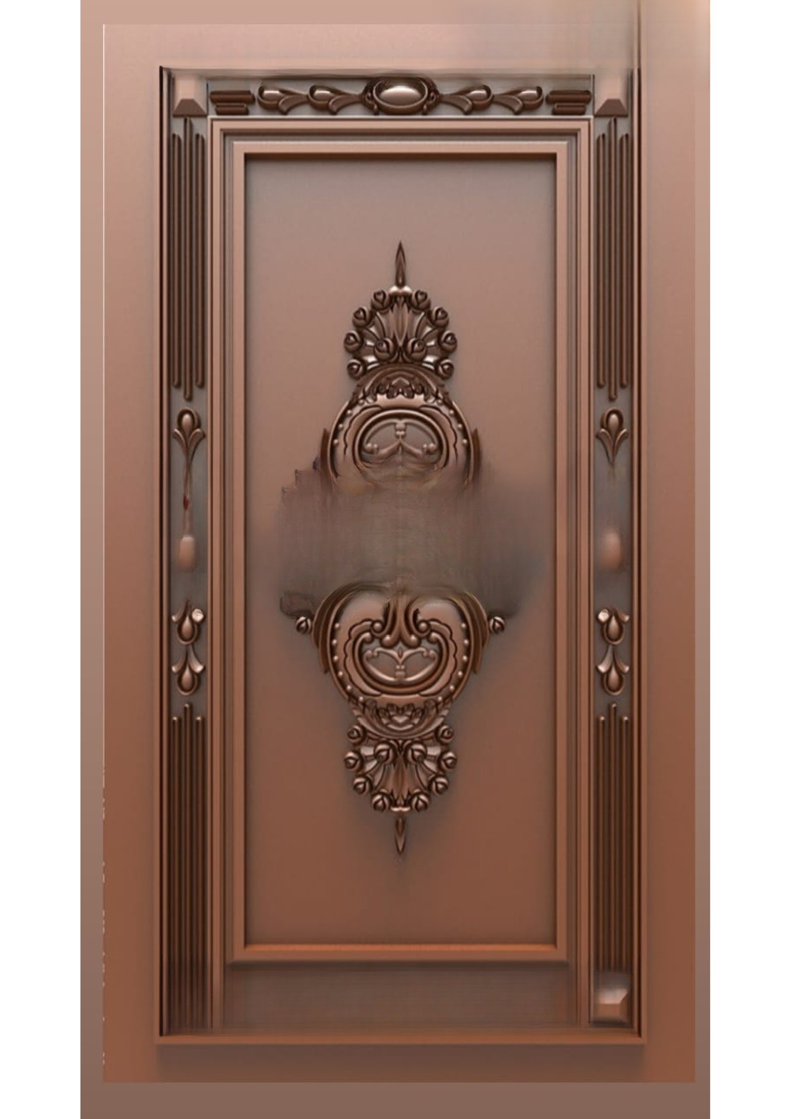 Doors B - B-49 Classic Victorian Floral Ornament Relief Door 3D Model